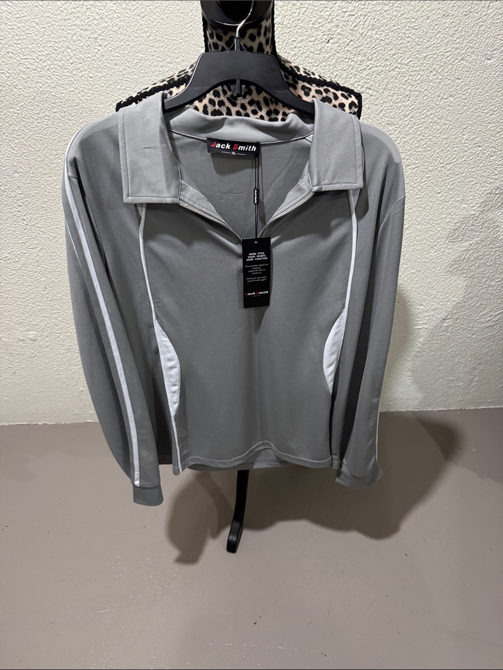 Jack Smith Women's Long Sleeve Athletic Polo - Gray/White. DR